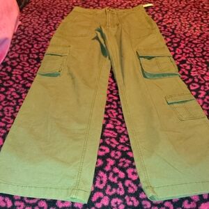 Hollister Olive Green Wide-Leg Cargo Jeans